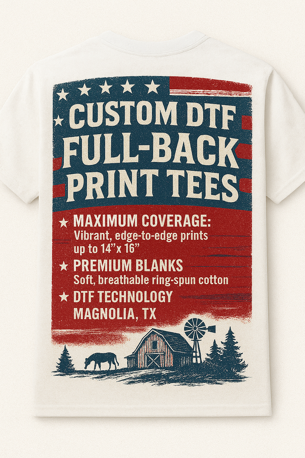 Custom DTF Short Sleeve Tee - Full Back Print